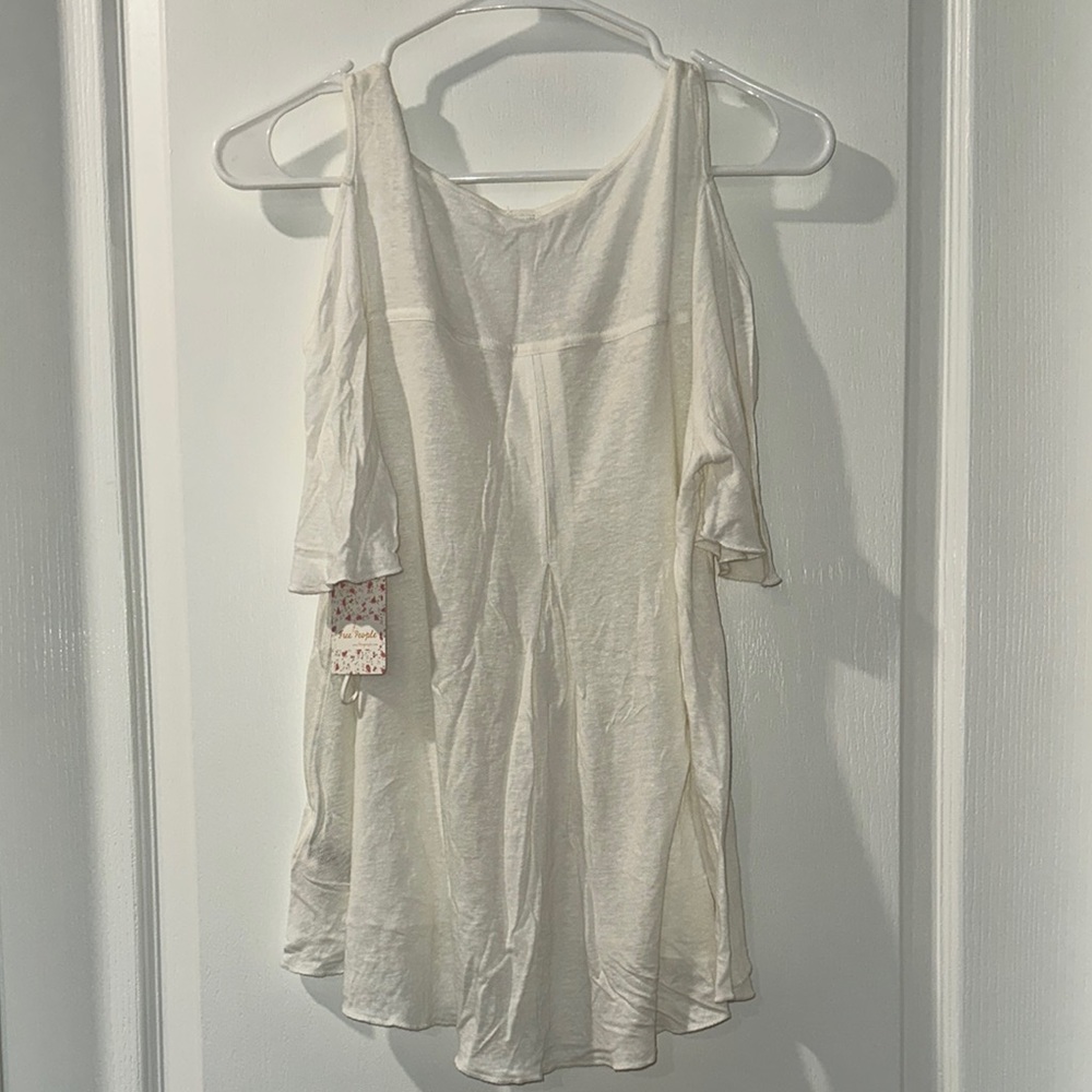 Free People Cream Ruffled Asymmetrical Tank Top - Picture 3 of 3